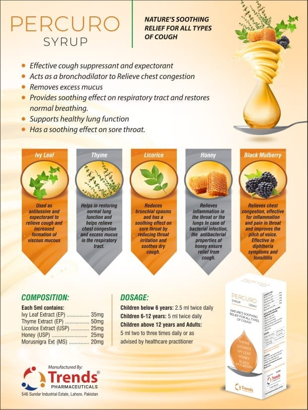 Percuro Syrup - Soothing Cough Relief with Honey! - Health n Herb